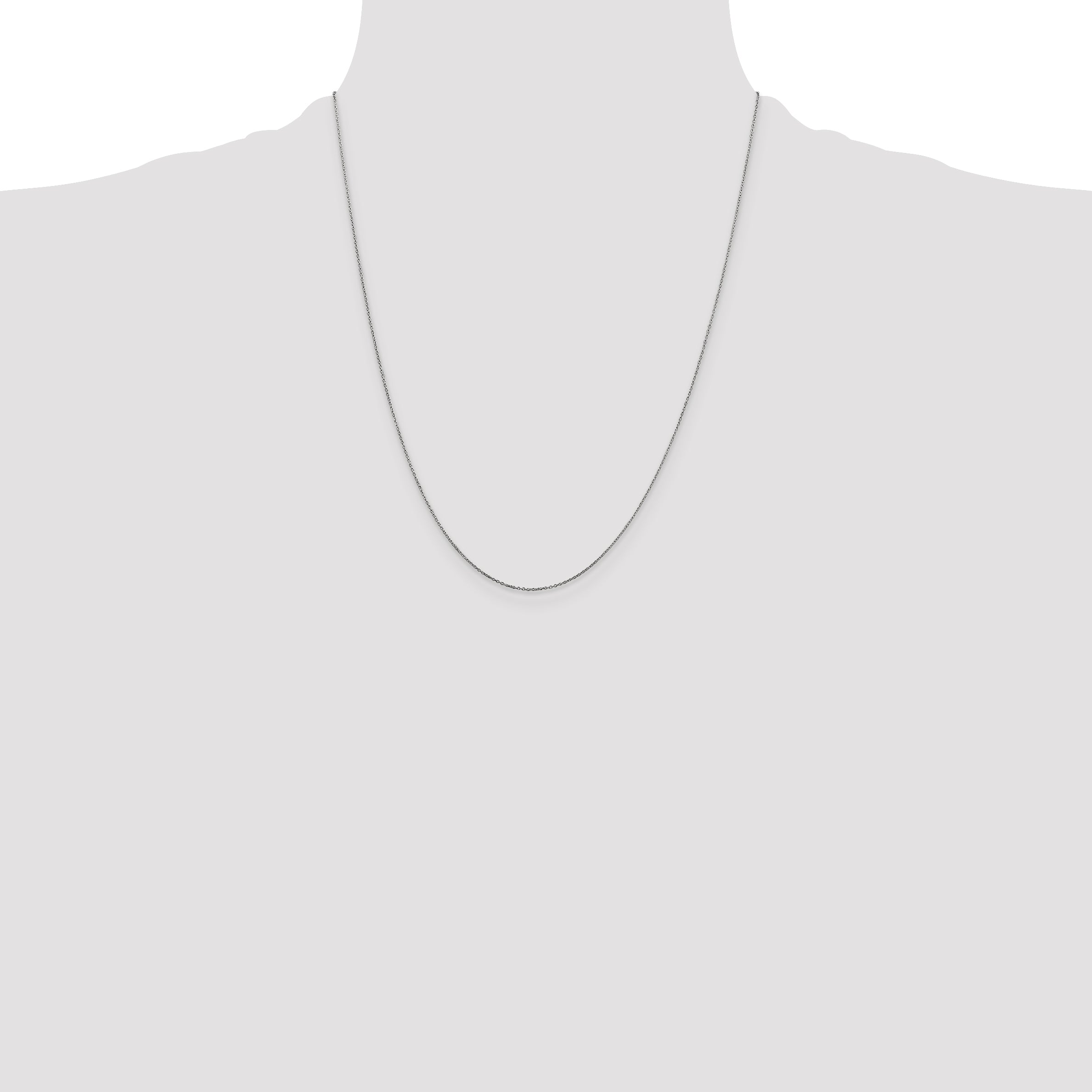 14K White Gold .6mm Diamond-Cut Round Open Link Cable with Spring Ring Clasp Chain