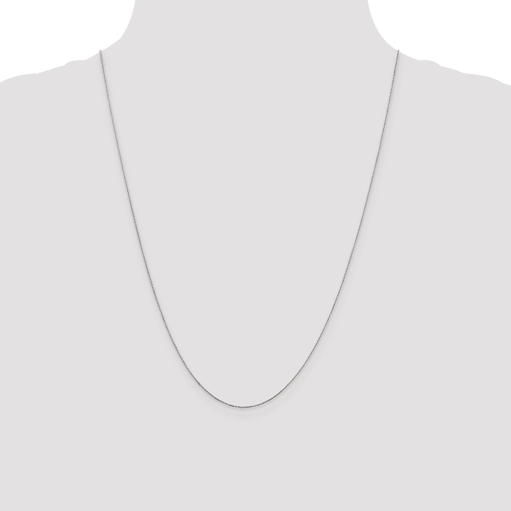 14K White Gold .6mm Diamond-Cut Round Open Link Cable with Spring Ring Clasp Chain