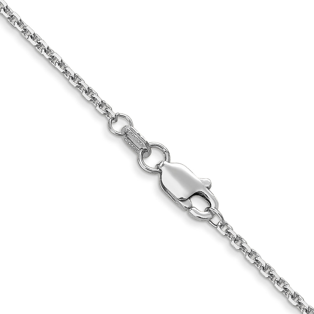 14K White Gold 1.45mm Diamond-Cut Cable with Lobster Clasp Chain