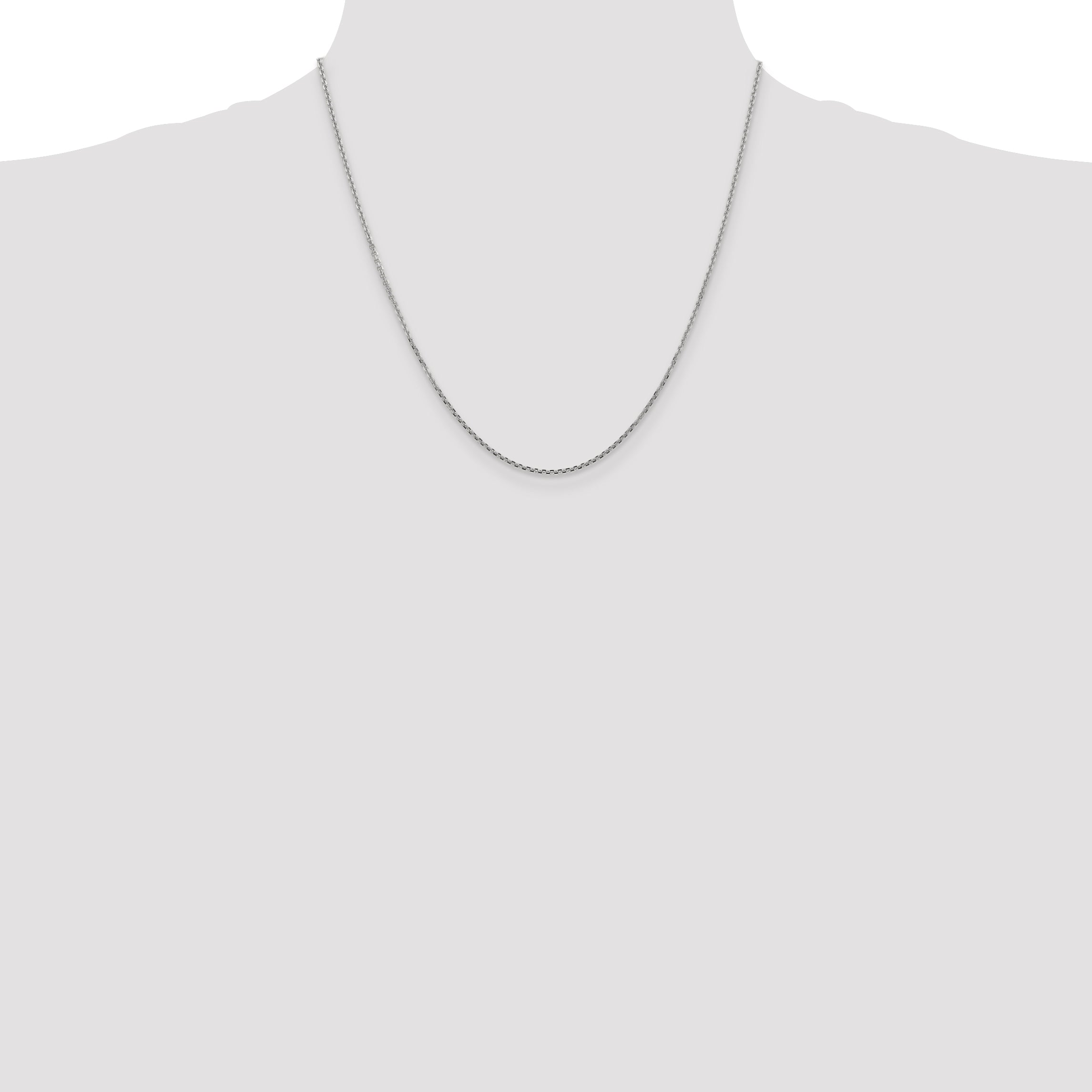 14K White Gold 1.45mm Diamond-Cut Cable with Lobster Clasp Chain