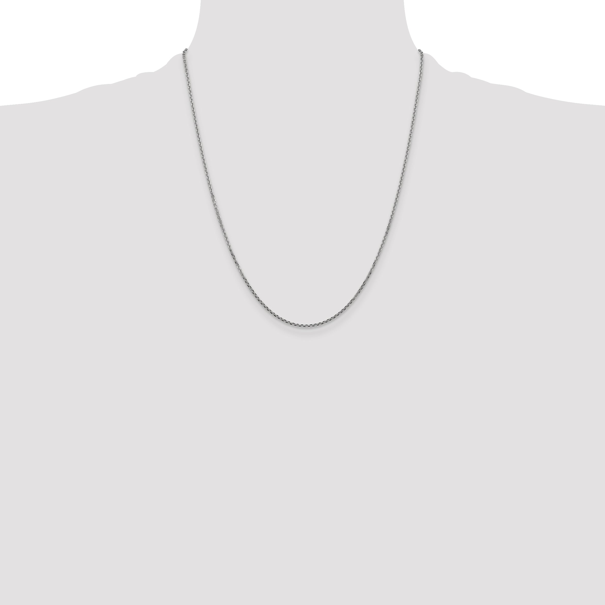14K White Gold 22 inch 1.45mm Diamond-cut Cable with Lobster Clasp Chain