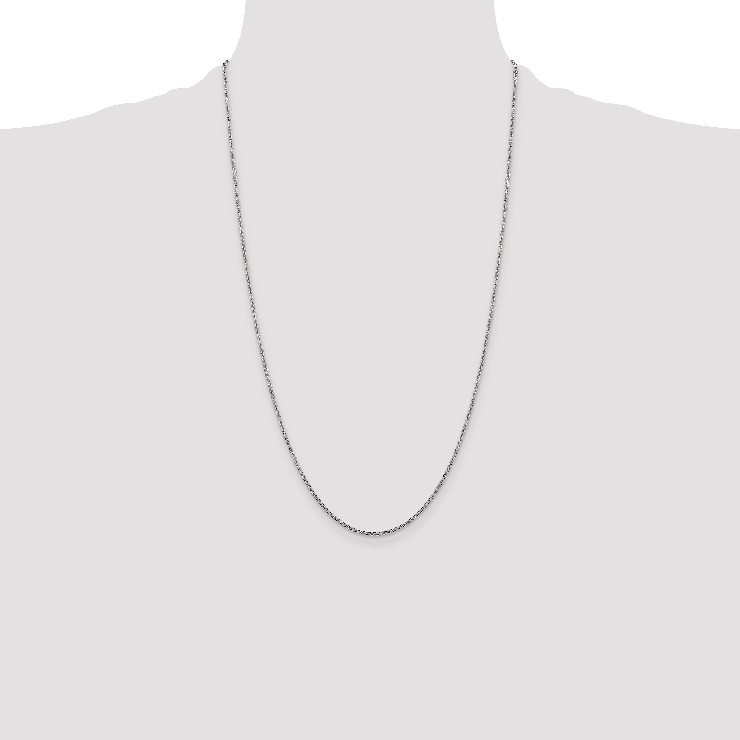 14K White Gold 26 inch 1.45mm Diamond-cut Cable with Lobster Clasp Chain