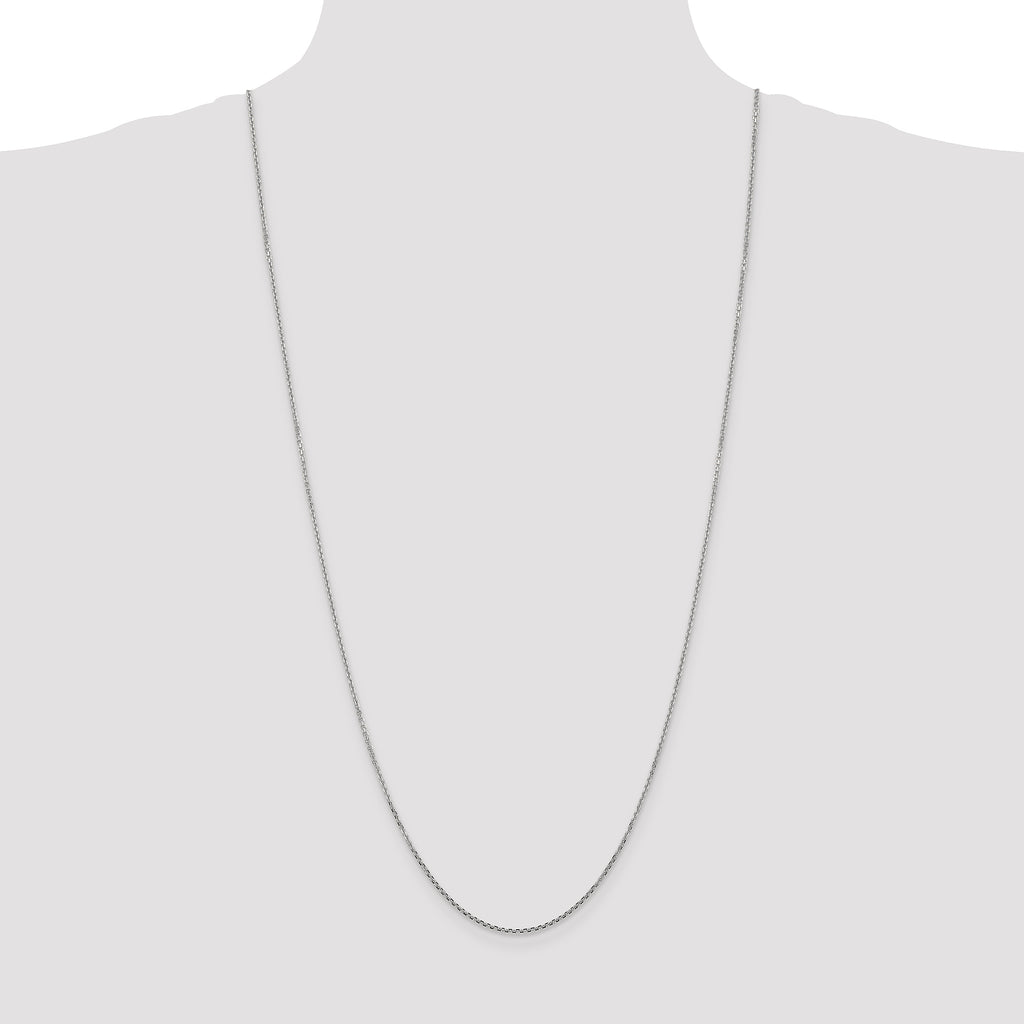 14K White Gold 1.45mm Diamond-Cut Cable with Lobster Clasp Chain