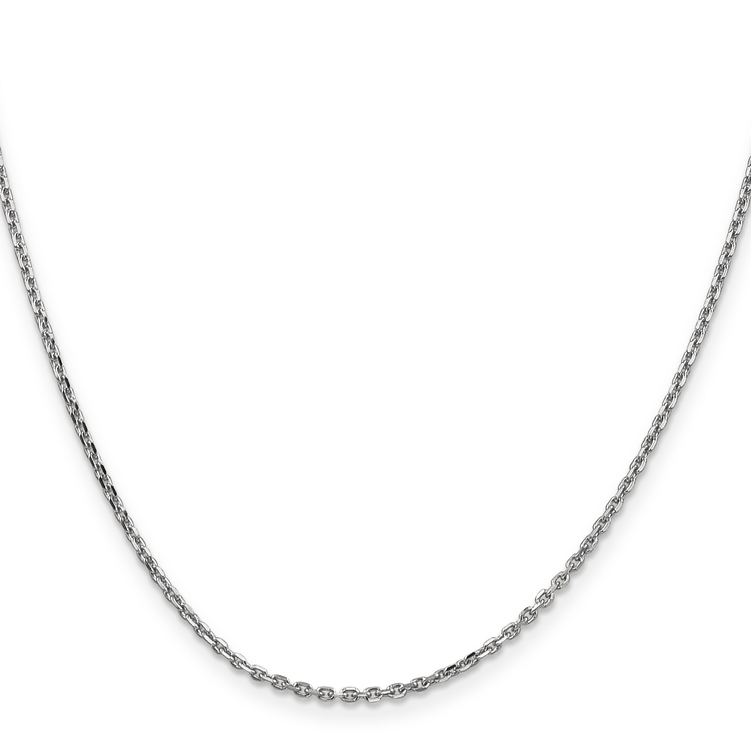 14K White Gold 1.65mm Diamond-Cut Cable with Lobster Clasp Chain