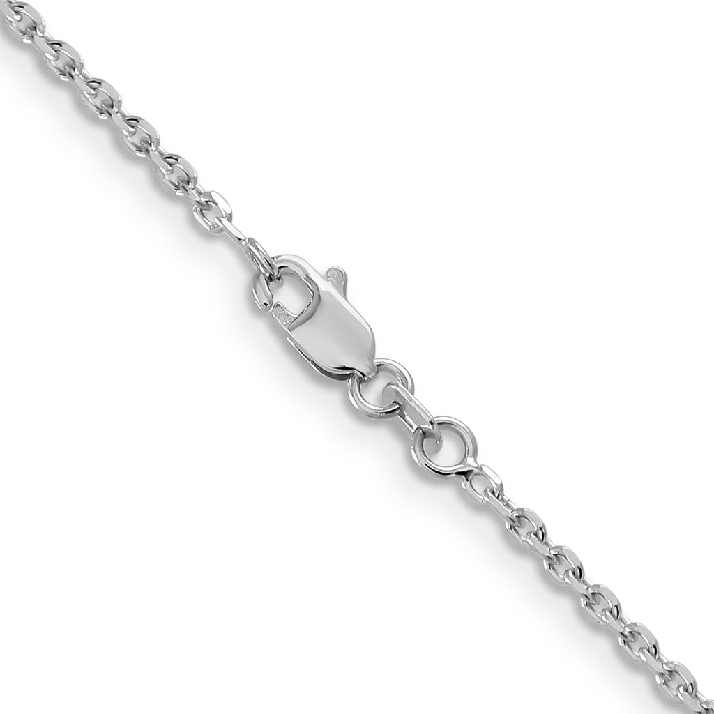 14K White Gold 1.65mm Diamond-Cut Cable with Lobster Clasp Chain