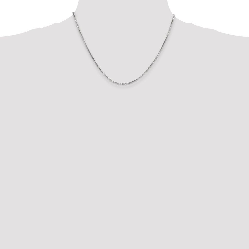 14K White Gold Solid Diamond-Cut Cable Chain Necklace 1.65mm