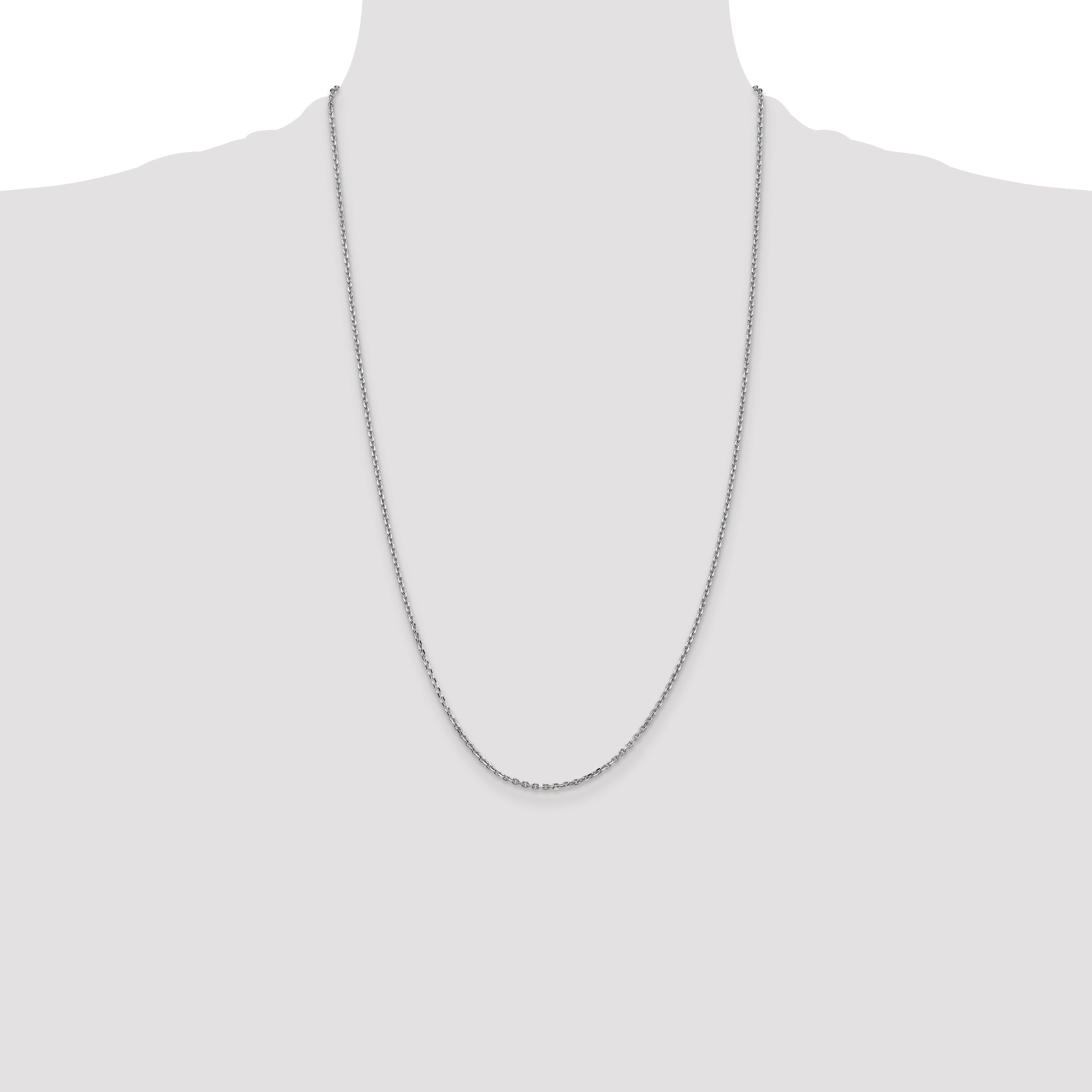 14K White Gold 26 inch 1.65mm Diamond-cut Cable with Lobster Clasp Chain