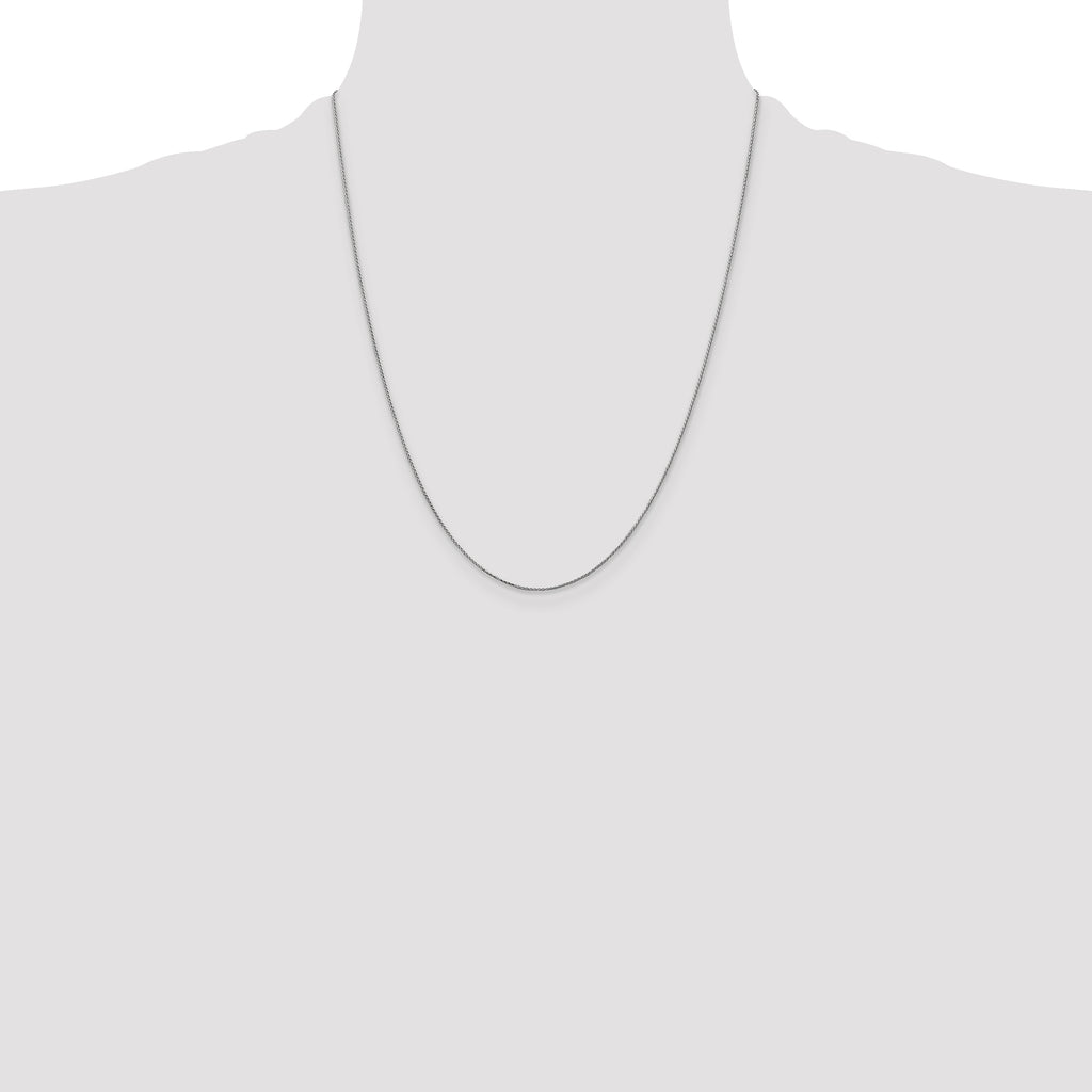 14K White Gold 22 inch .85mm Diamond-cut Spiga with Spring Ring Clasp Chain