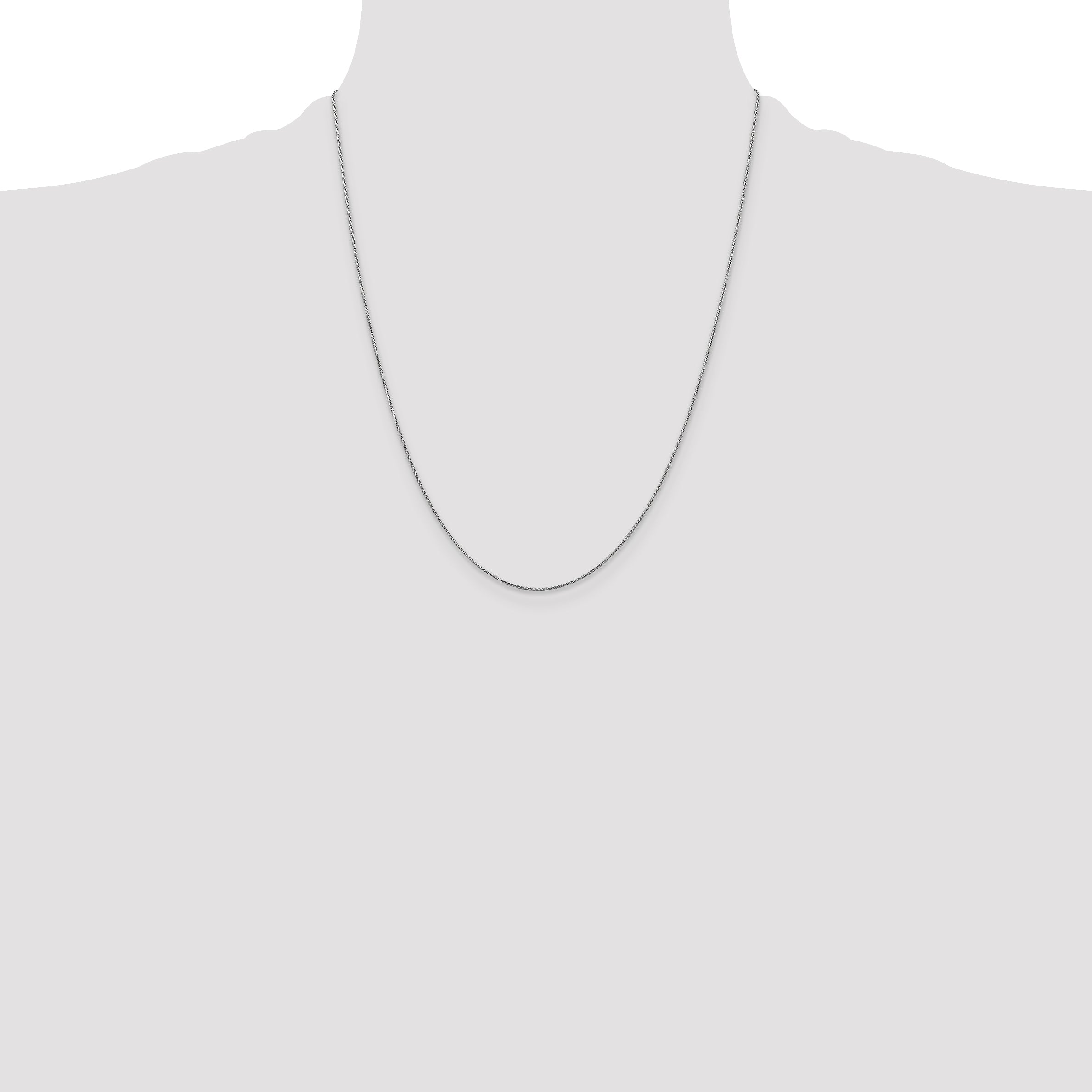 14K White Gold 22 inch .85mm Diamond-cut Spiga with Spring Ring Clasp Chain