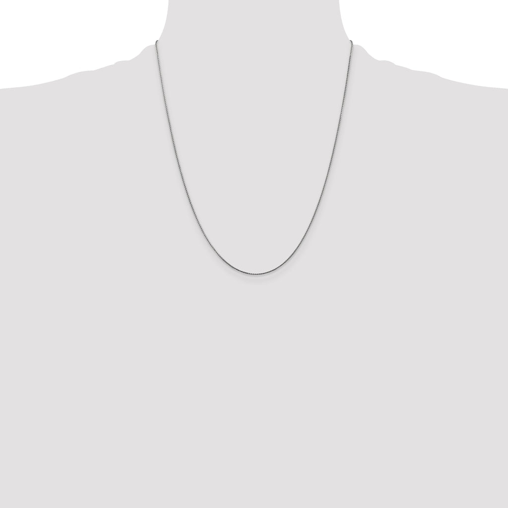 14K White Gold 22 inch .85mm Diamond-cut Spiga with Lobster Clasp Chain