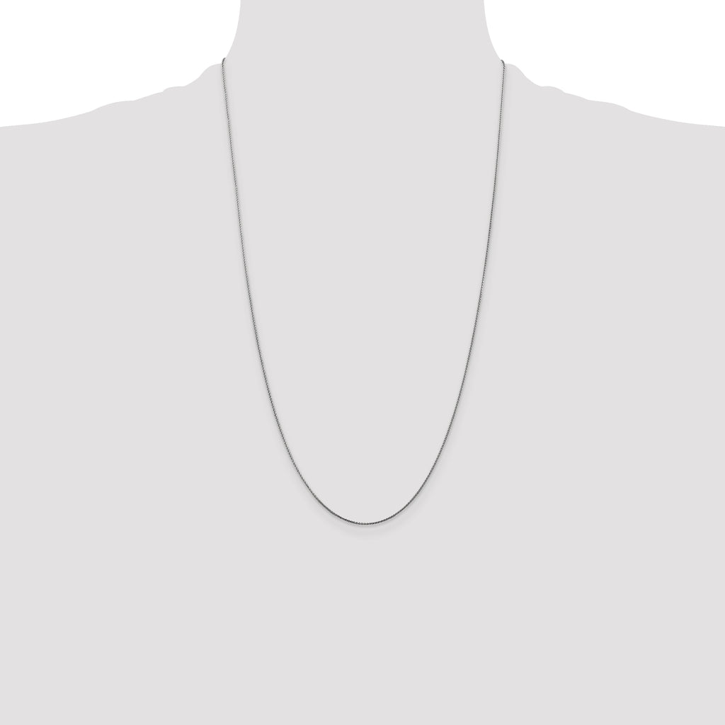14K White Gold 26 inch .85mmDiamond-cut Spiga with Lobster Clasp Chain