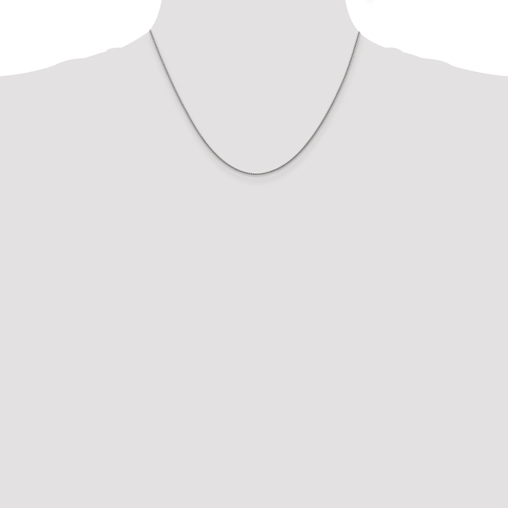 14K White Gold 18 inch 1.05mm Diamond-cut Spiga with Lobster Clasp Chain