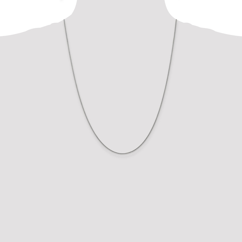 14K White Gold 24 inch 1.05mm Diamond-cut Spiga with Lobster Clasp Chain