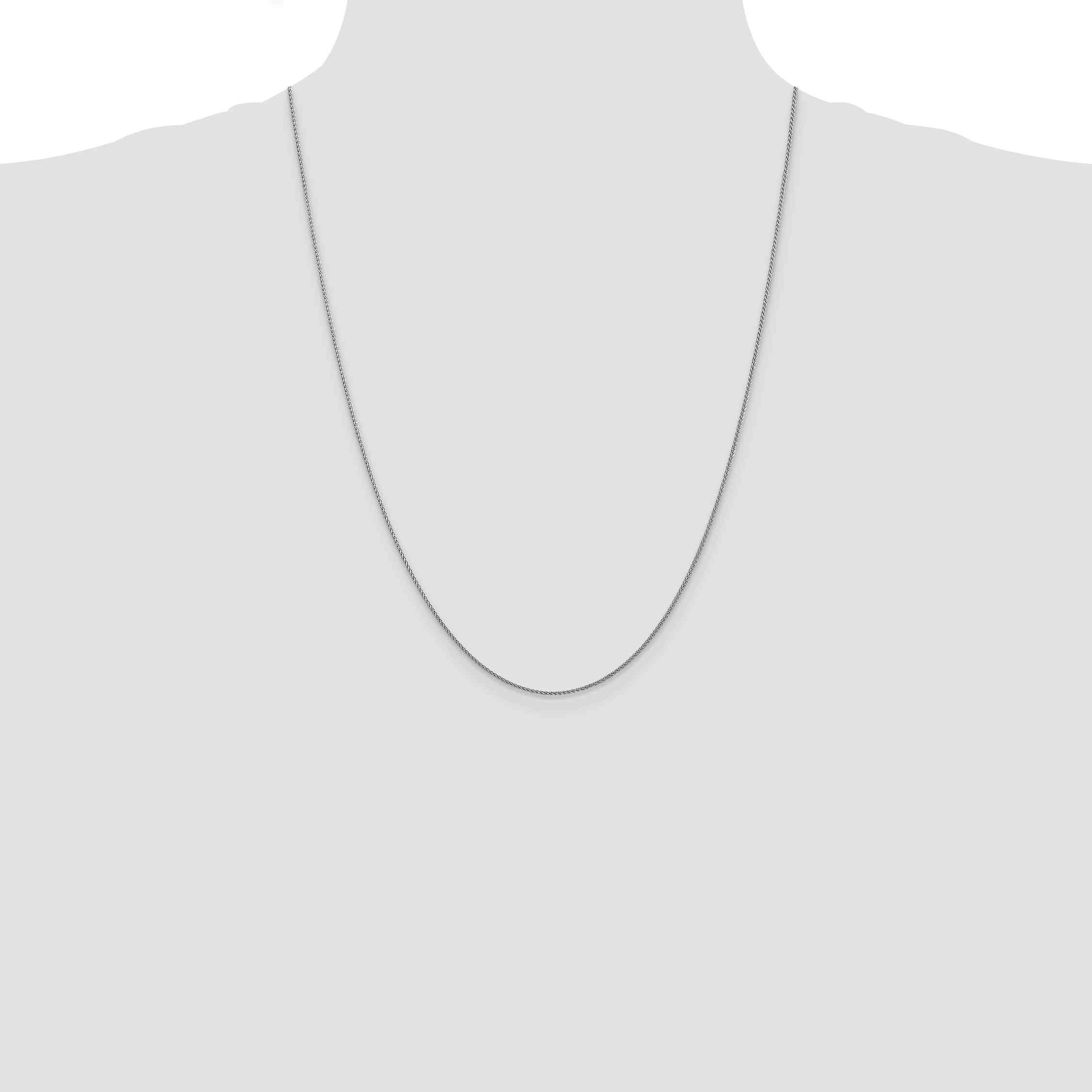 14K White Gold 24 inch 1.05mm Diamond-cut Spiga with Lobster Clasp Chain