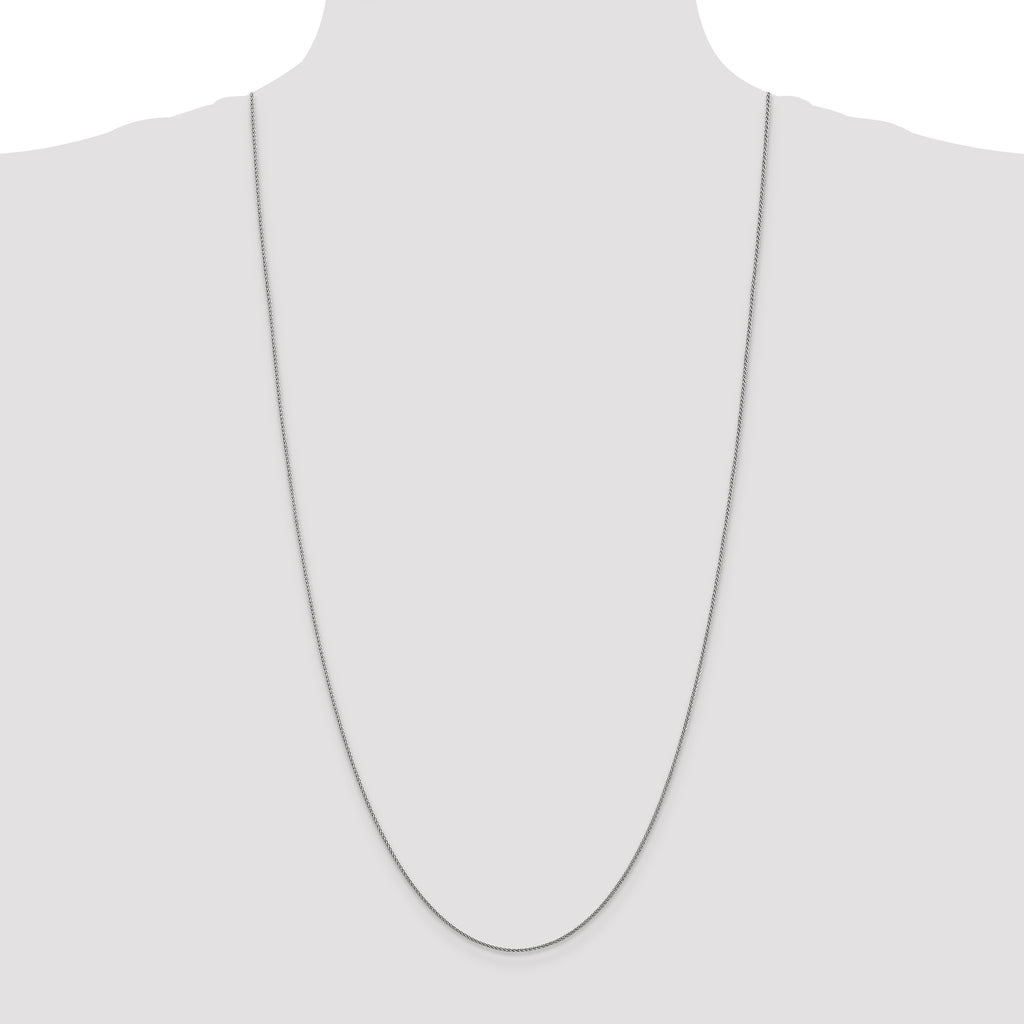 14K White Gold 30 inch 1.05mm Diamond-cut Spiga with Lobster Clasp Chain