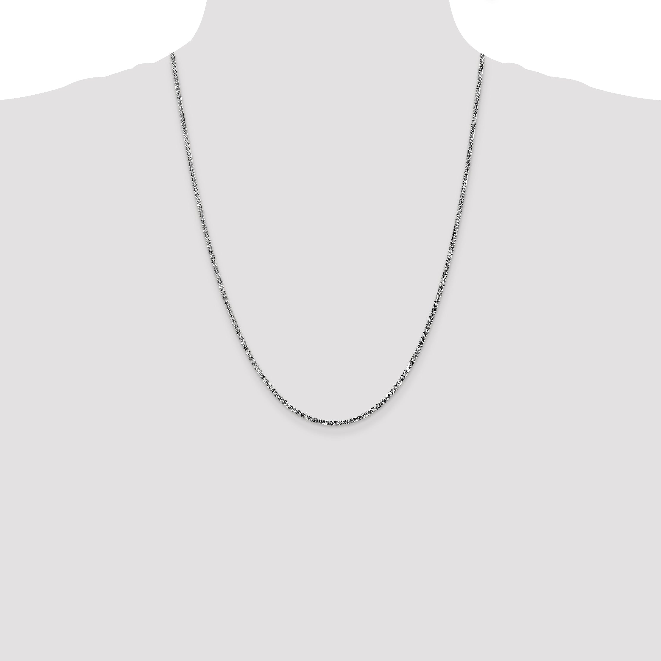14K White Gold 24 inch 1.05mm Spiga with Spring Ring Clasp Chain