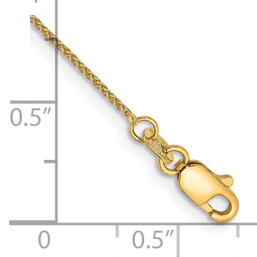 14K 10 inch .85mm Spiga with Lobster Clasp Anklet