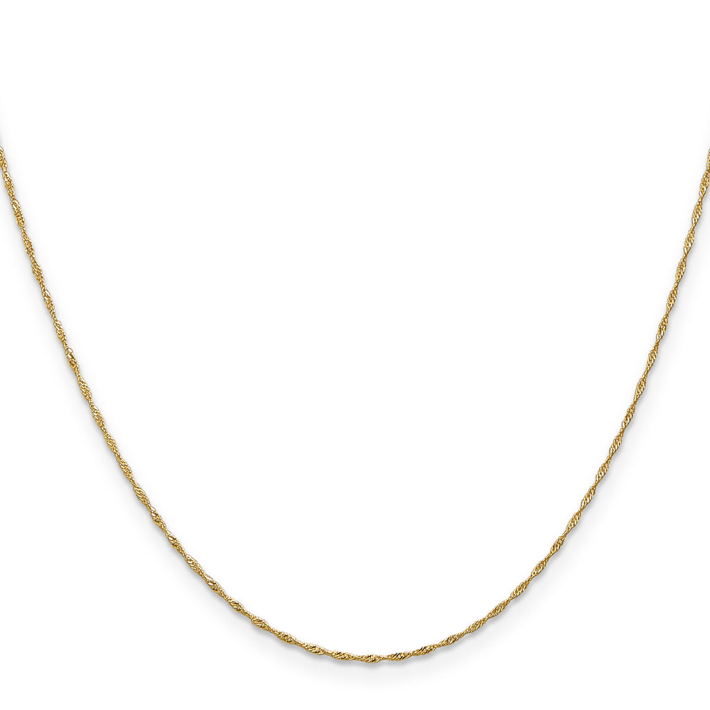 14K 1mm Singapore with Spring Ring Clasp Anklet