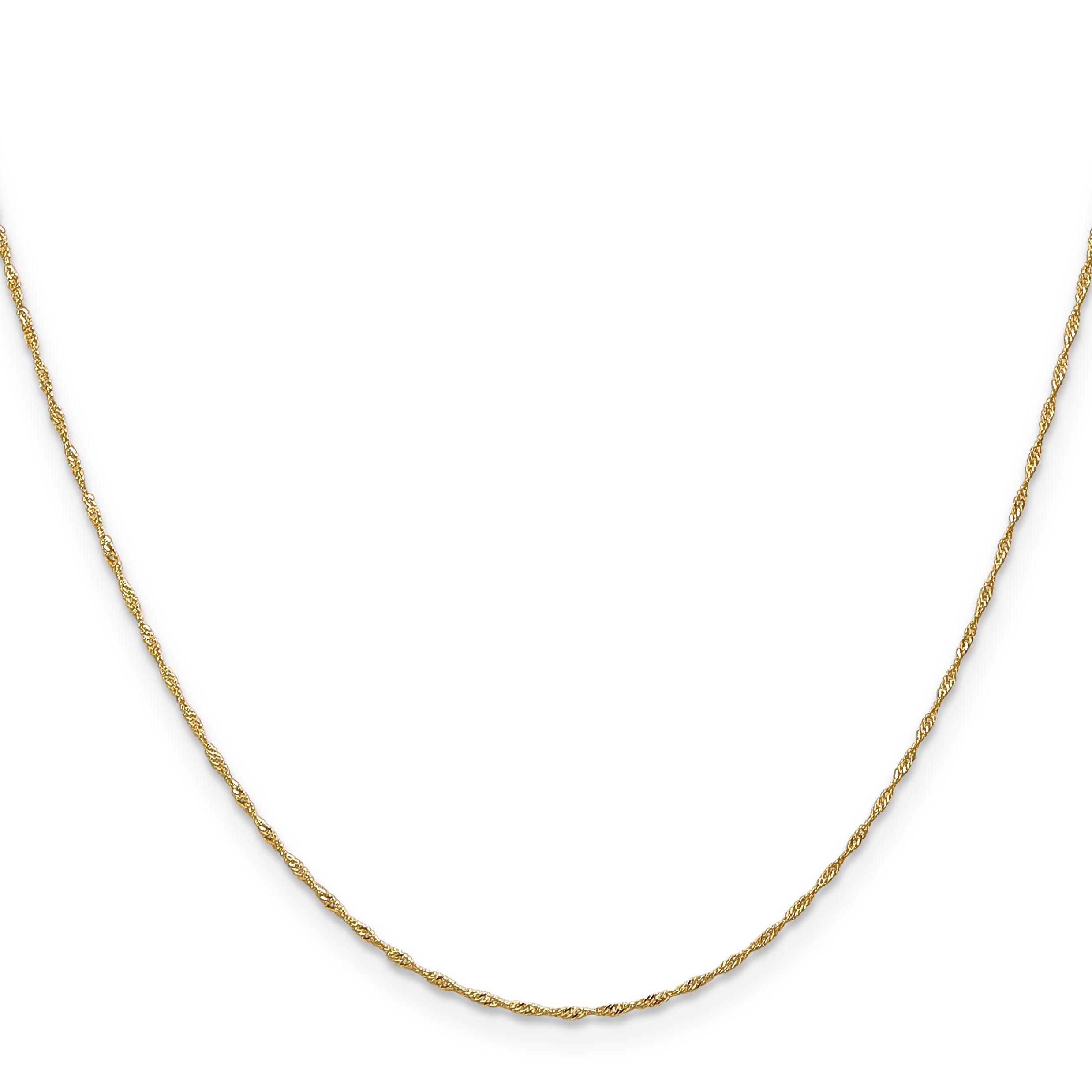 14K Yellow Gold Solid Singapore Chain Necklace 1mm