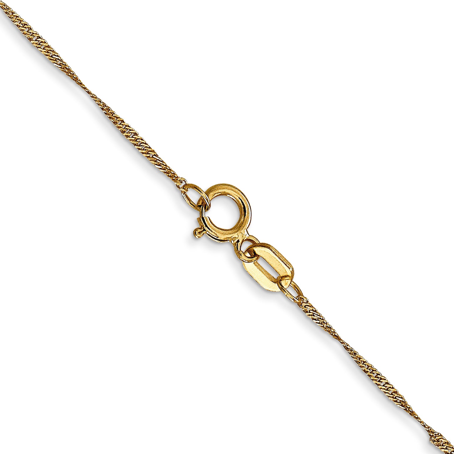 14K Yellow Gold Solid Singapore Chain Necklace 1mm