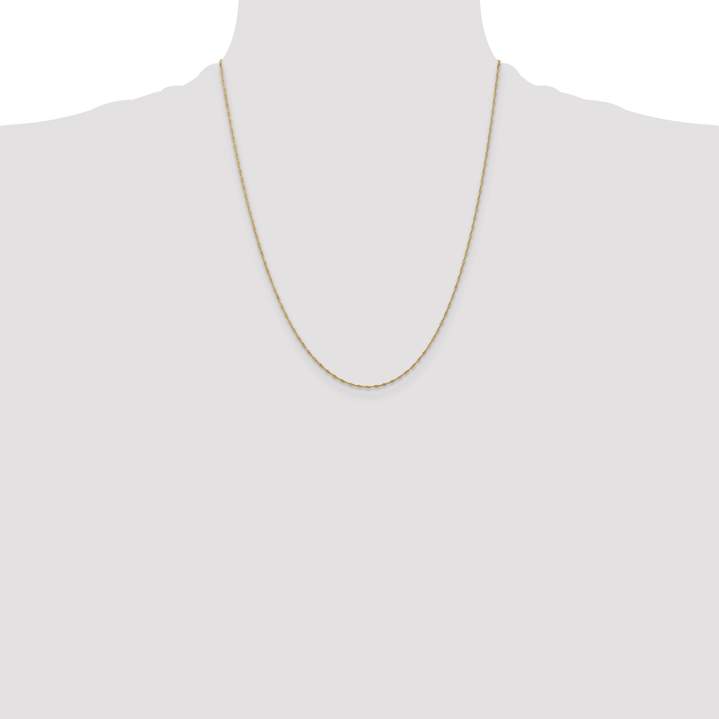 14K 22 inch 1mm Singapore with Spring Ring Clasp Chain