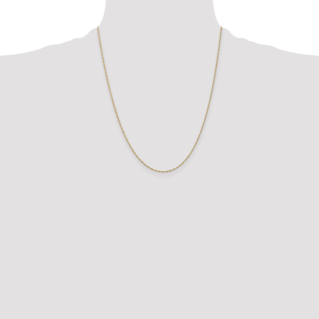14K 1mm Singapore with Spring Ring Clasp Anklet