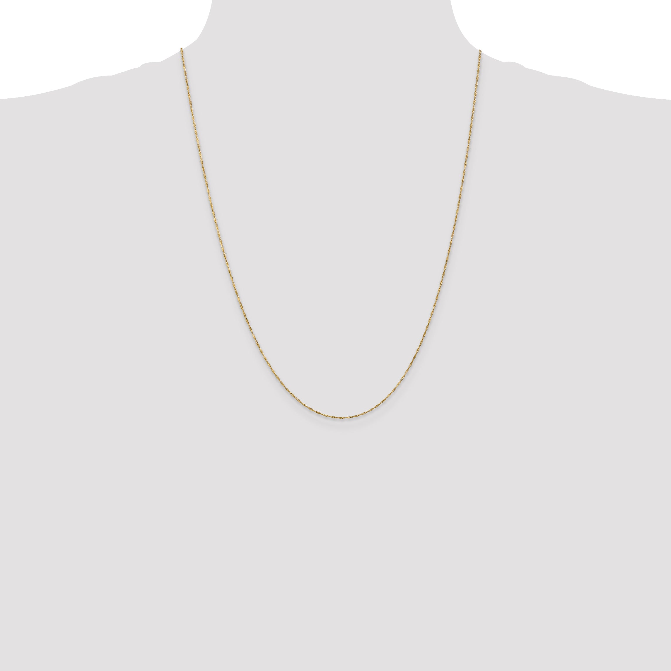 14K Yellow Gold Solid Singapore Chain Necklace 1mm