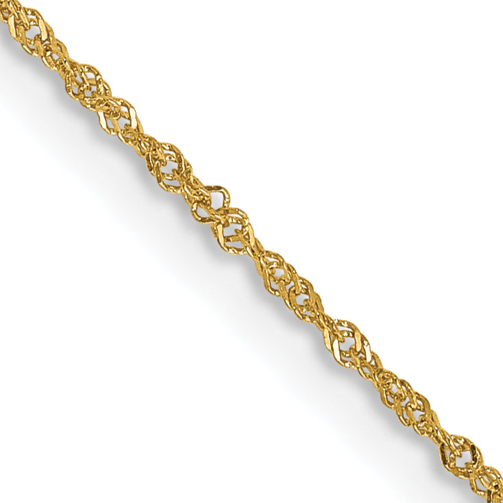 14K 1mm Singapore with Spring Ring Clasp Anklet