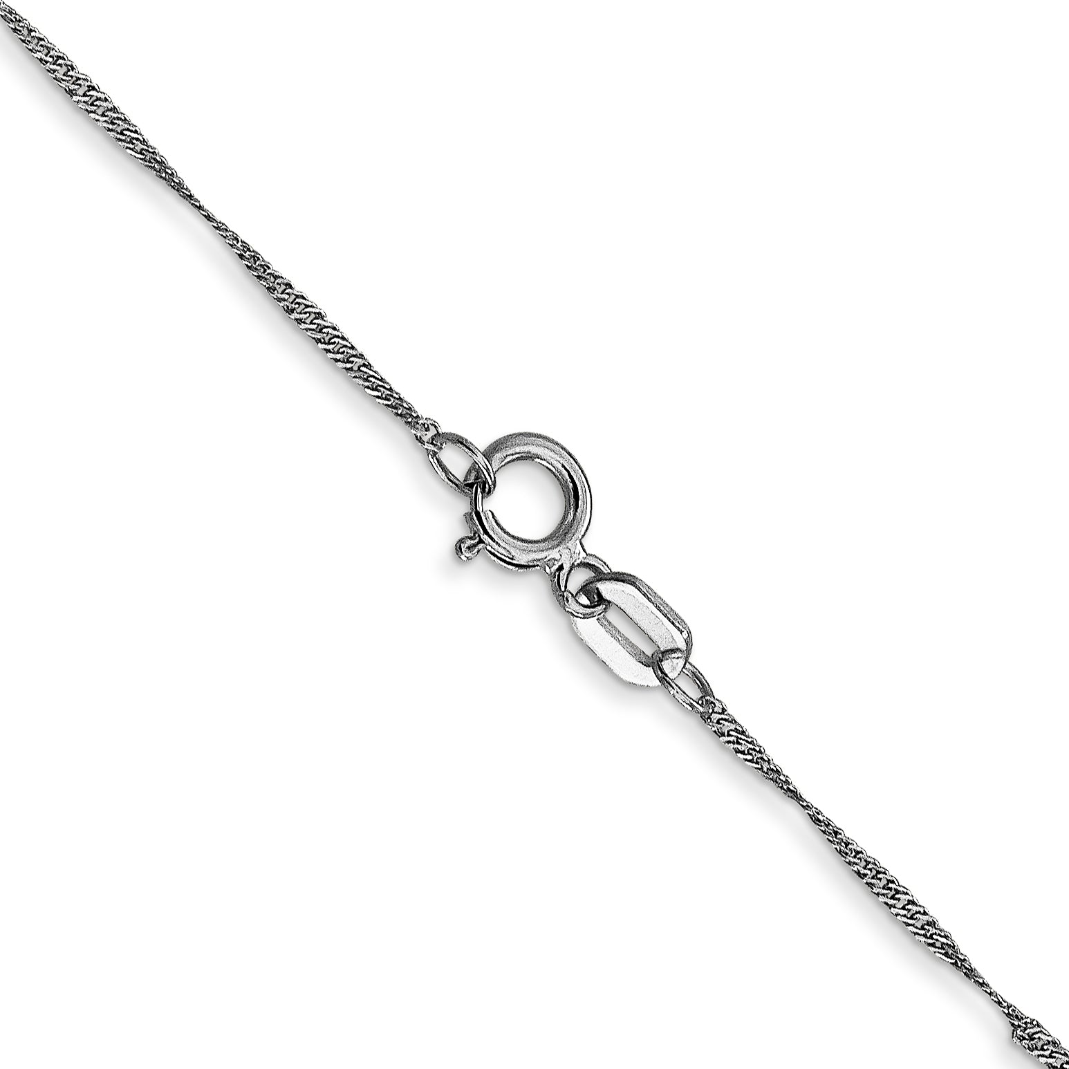 14K White Gold 1mm Singapore with Spring Ring Clasp Anklet