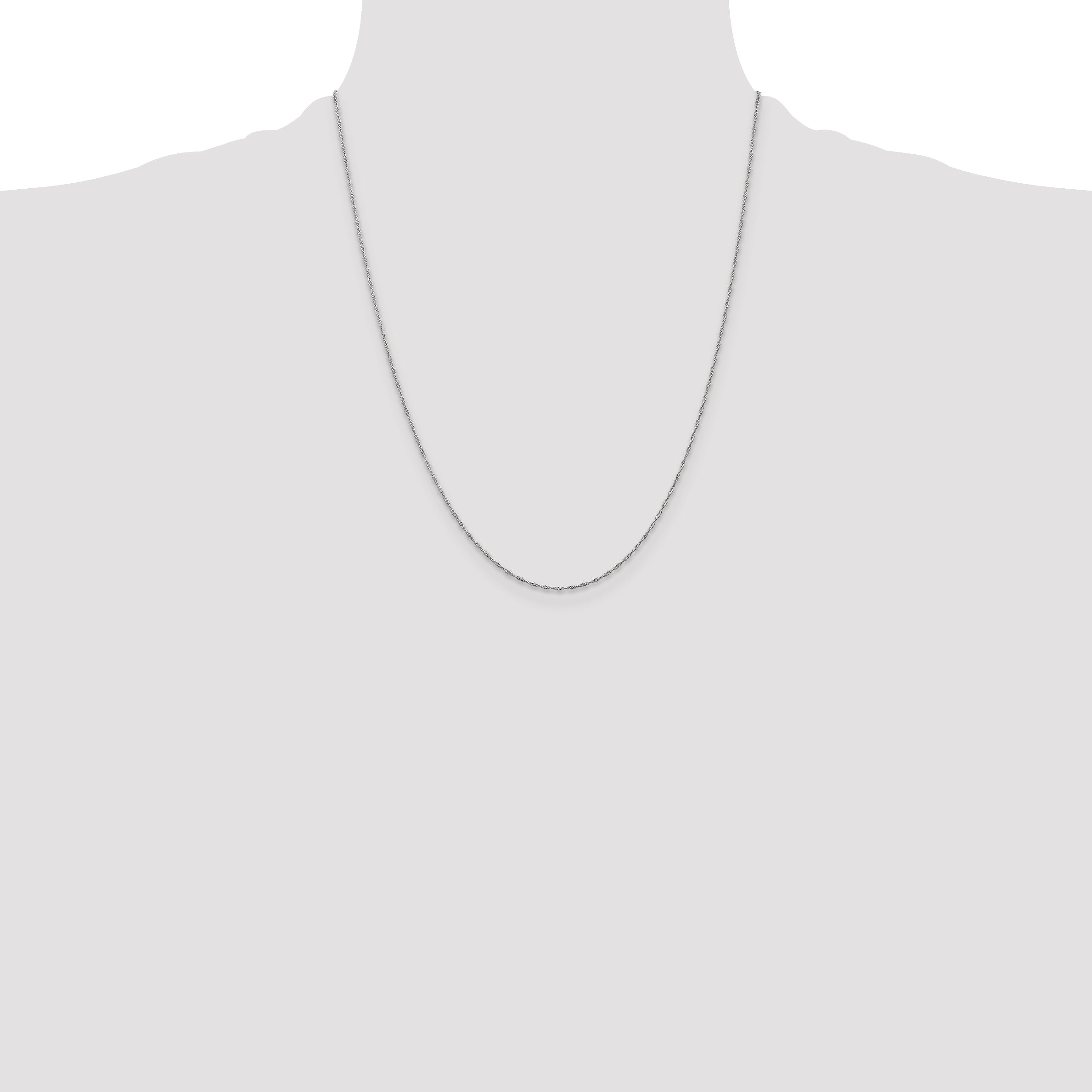 14K White Gold 22 inch 1mm Singapore with Spring Ring Clasp Chain