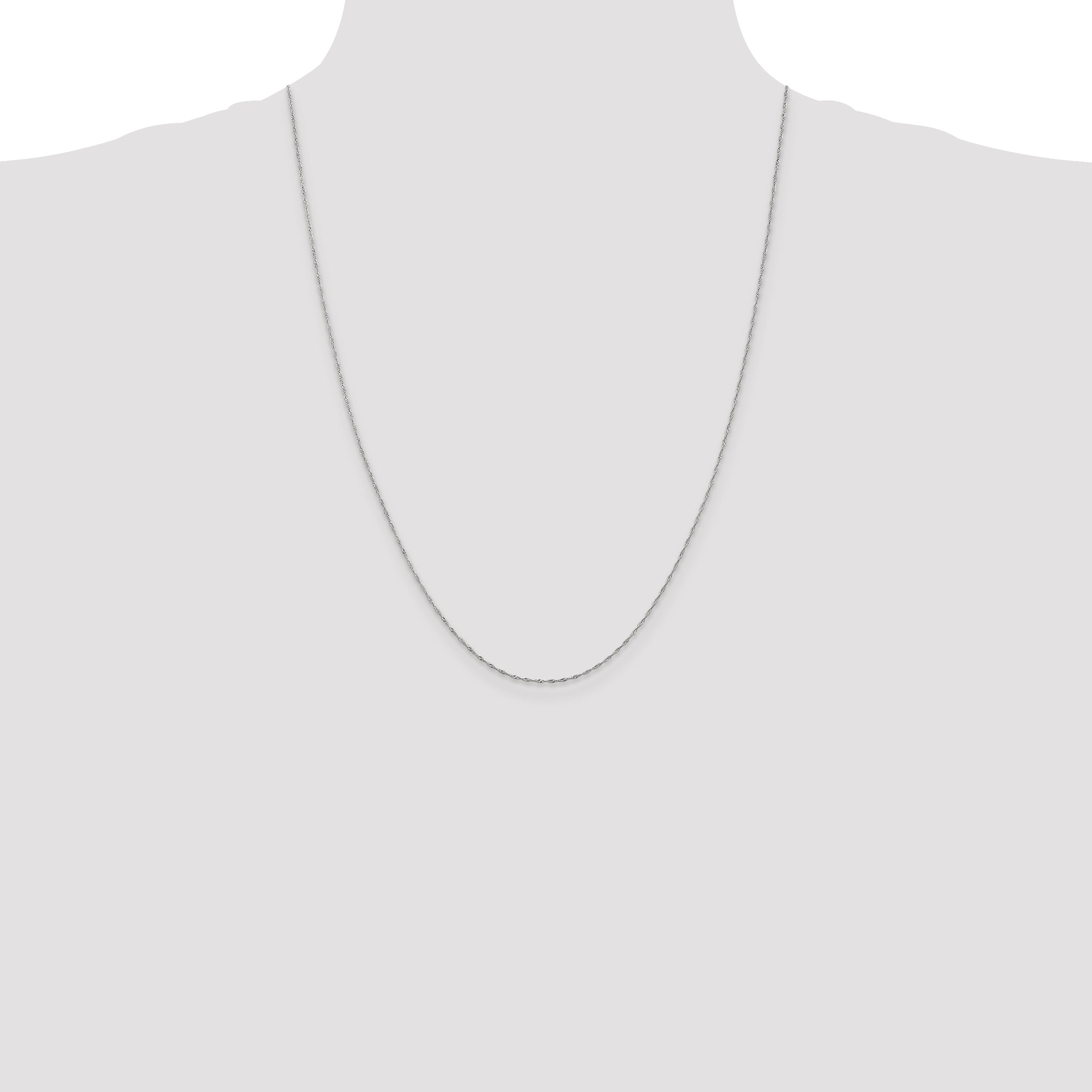 14K White Gold 24 inch 1mm Singapore with Spring Ring Clasp Chain
