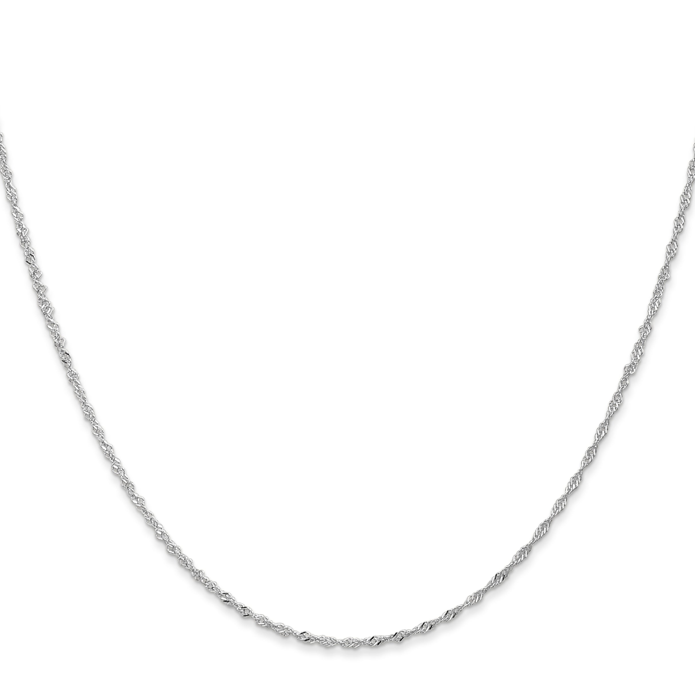 14K White Gold Solid Singapore Chain Necklace 1.1mm Secondary image