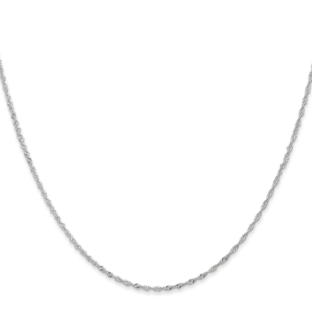 14K White Gold Solid Singapore Chain Necklace 1.1mm