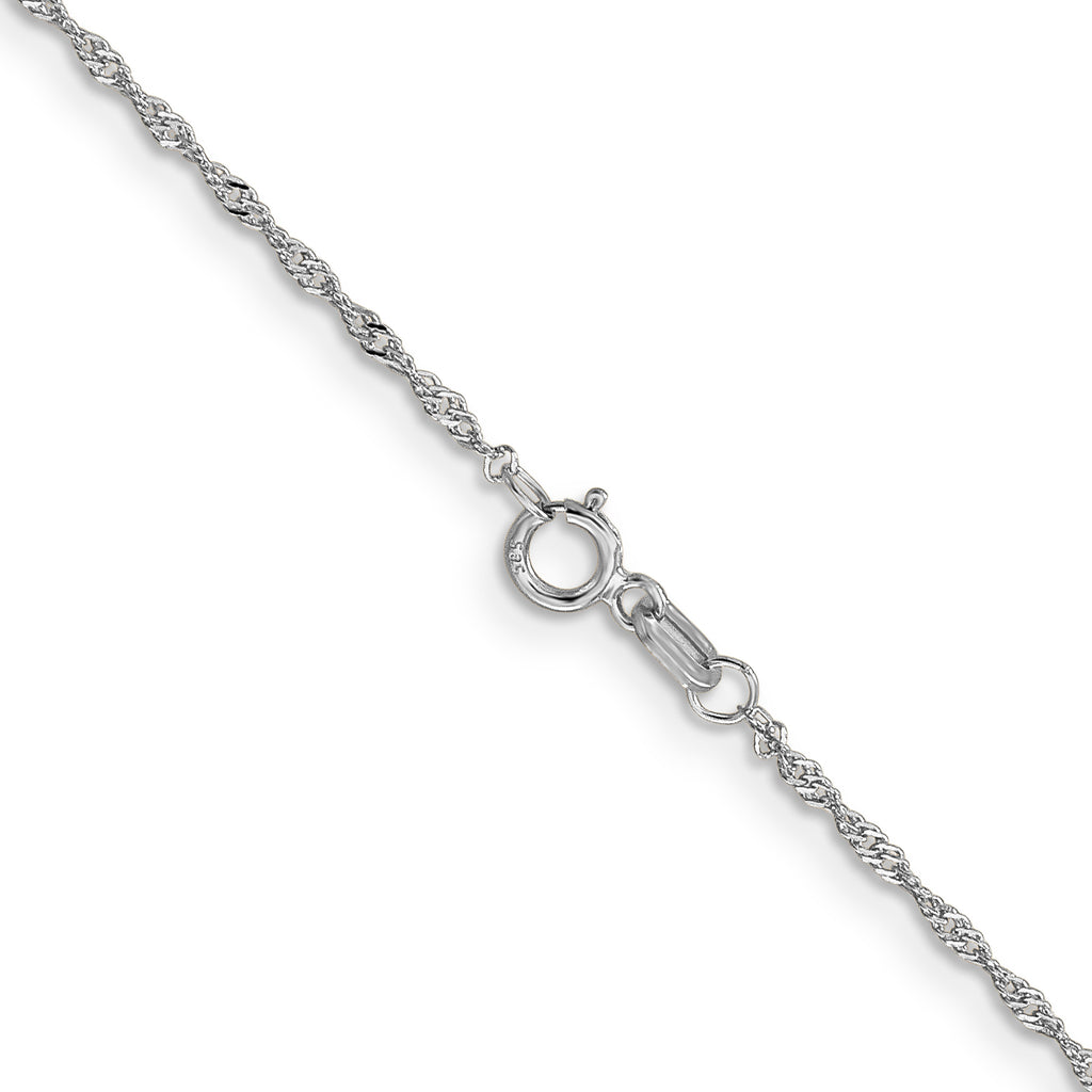 14K White Gold 1.10mm Singapore with Spring Ring Clasp Anklet