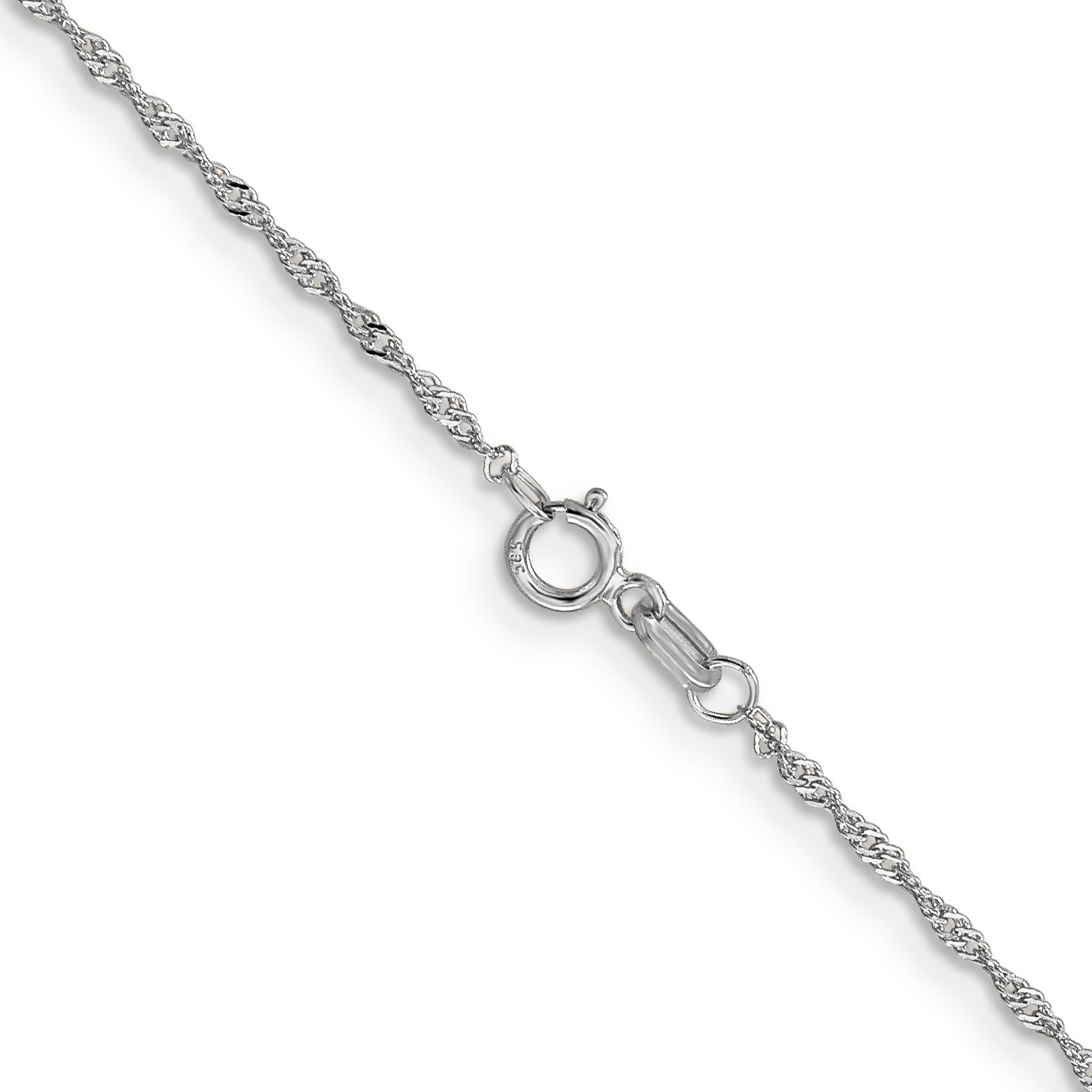14K White Gold 30 inch 1.10mm Singapore with Spring Ring Clasp Chain