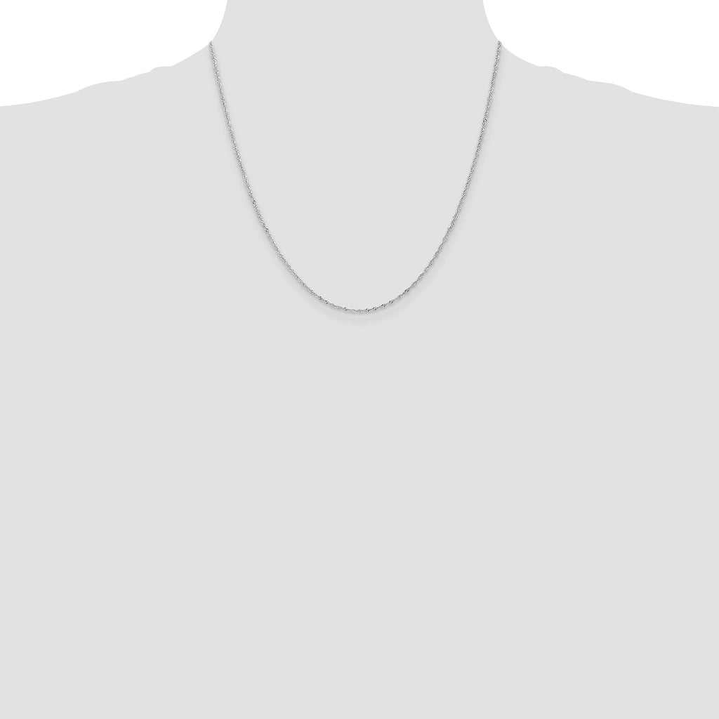 14K White Gold Solid Singapore Chain Necklace 1.1mm