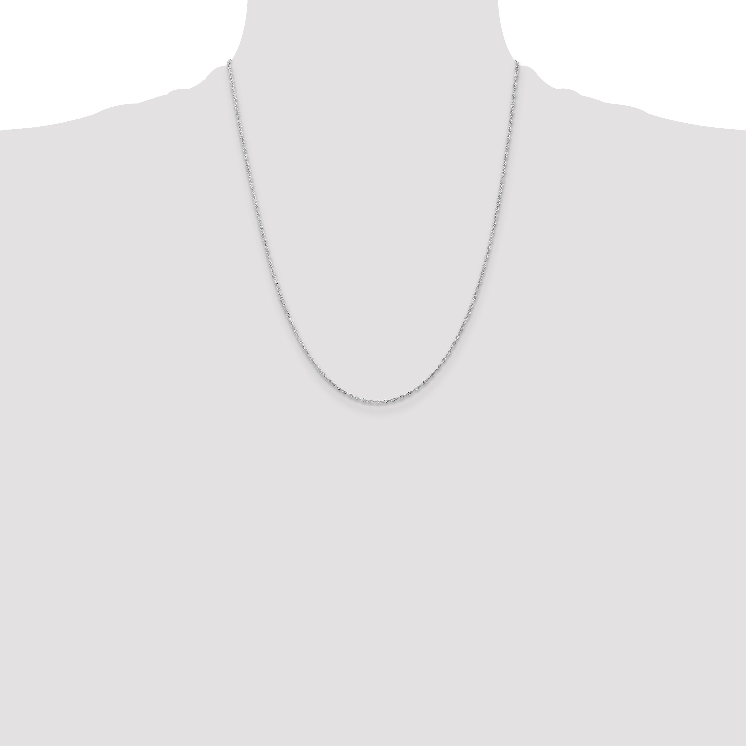 14K White Gold 22 inch 1.10mm Singapore with Spring Ring Clasp Chain