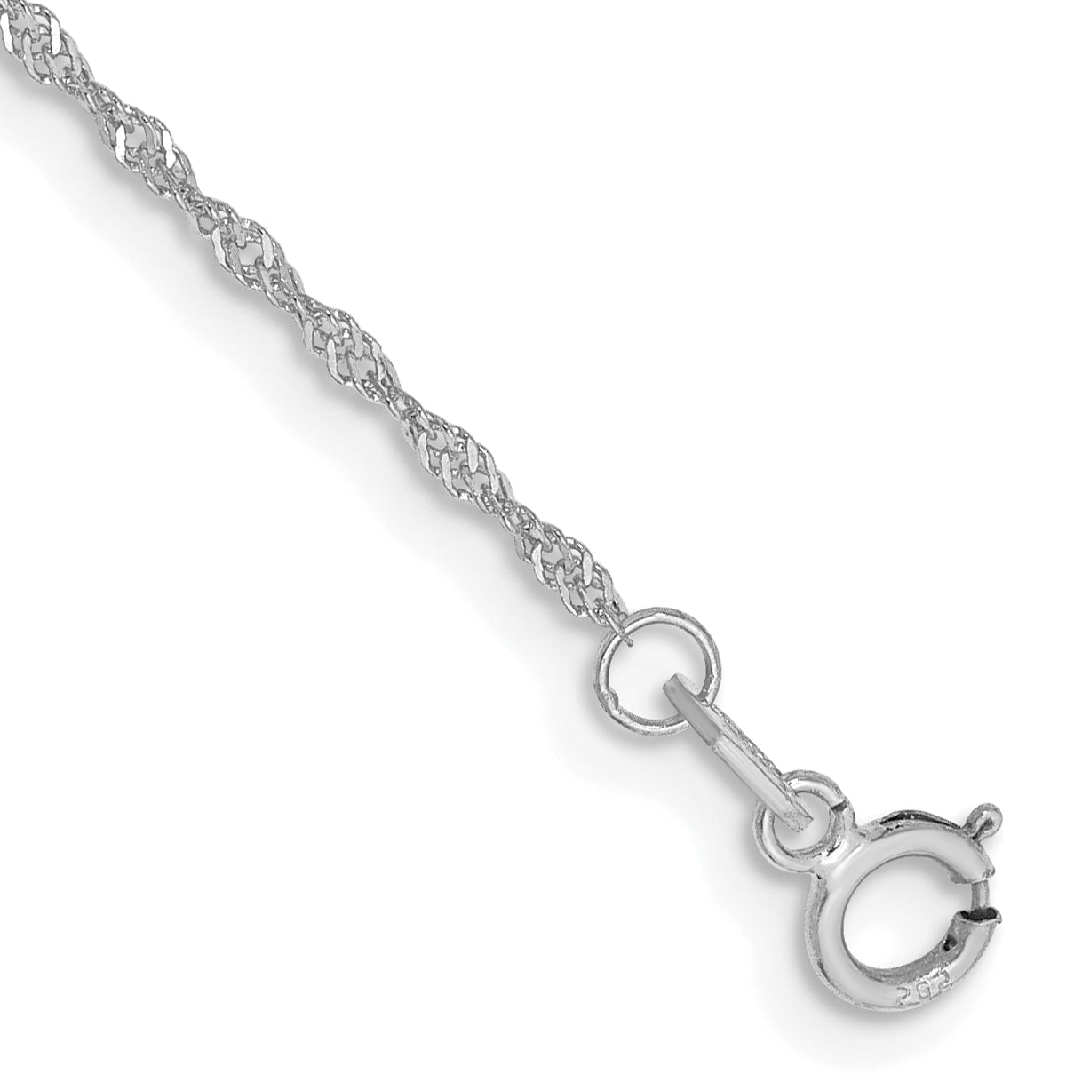 14K White Gold 9 inch 1.10mm Singapore with Spring Ring Clasp Anklet Main image