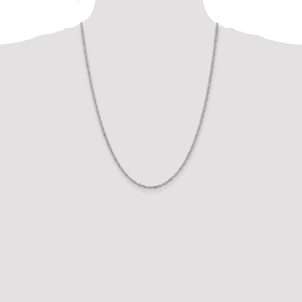 14K White Gold 24 inch 2.0mm Singapore with Lobster Clasp Chain