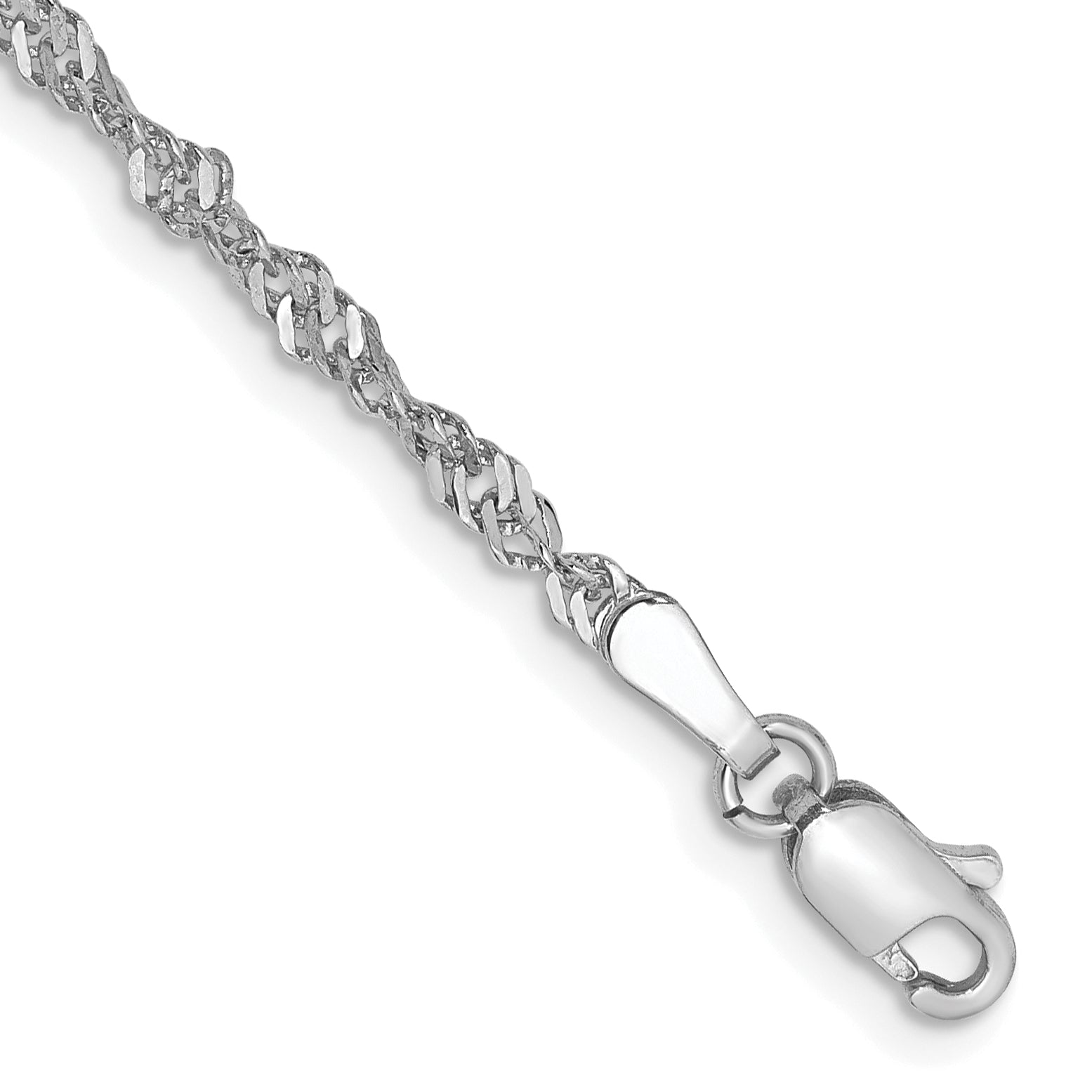 14K White Gold 7 inch 2.0mm Singapore with Lobster Clasp Chain Main image