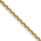 14K Yellow Gold Solid Diamond-Cut Cable Chain Necklace 0.95mm