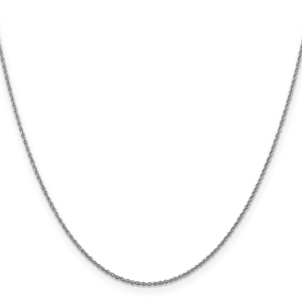 14K White Gold 1.1mm Baby Rope with Spring Ring Clasp Chain