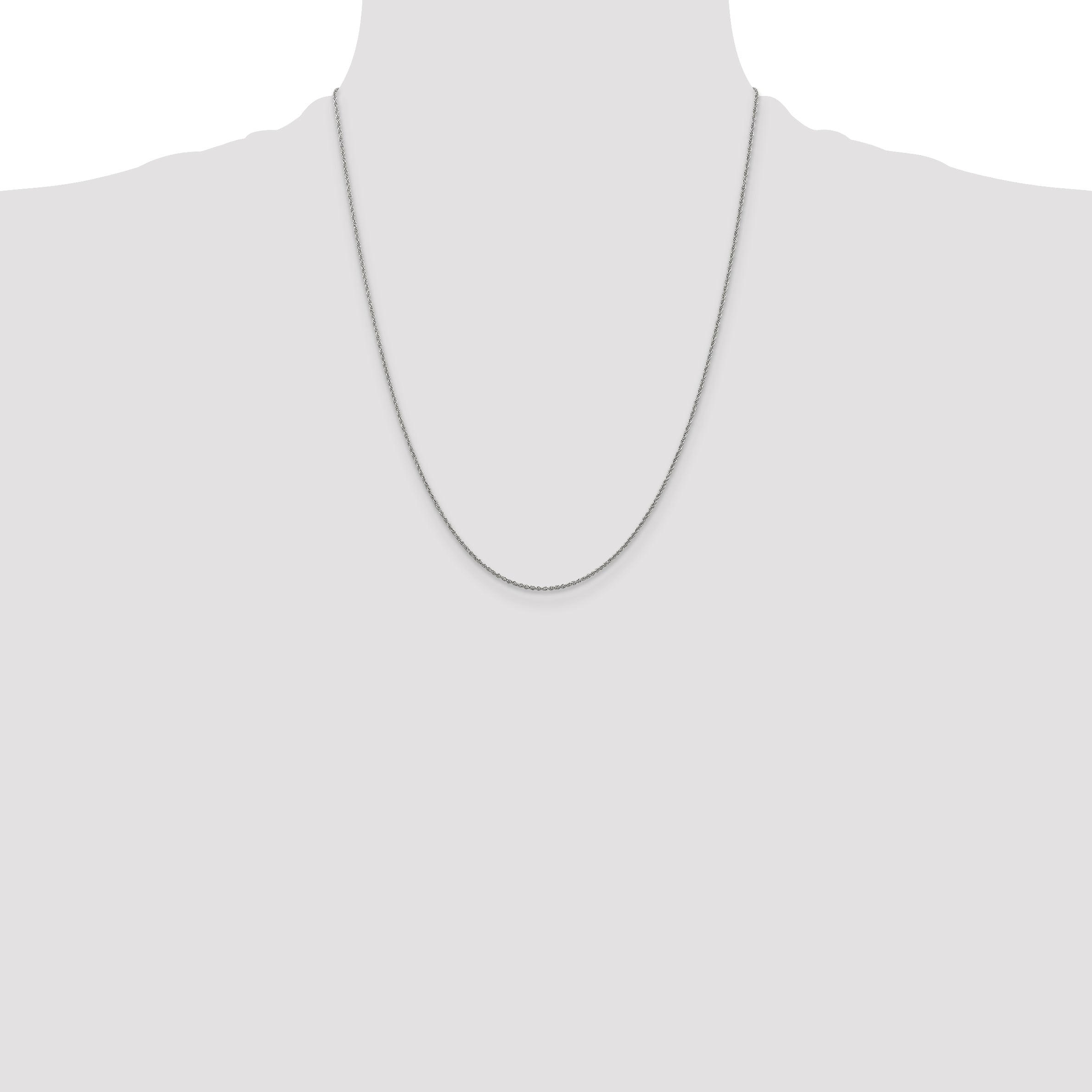 14K White Gold 22 inch 1.1mm Baby Rope with Spring Ring Clasp Chain