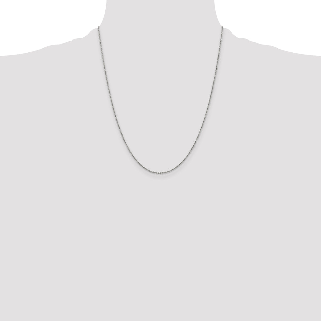 14K White Gold 1.1mm Baby Rope with Spring Ring Clasp Chain