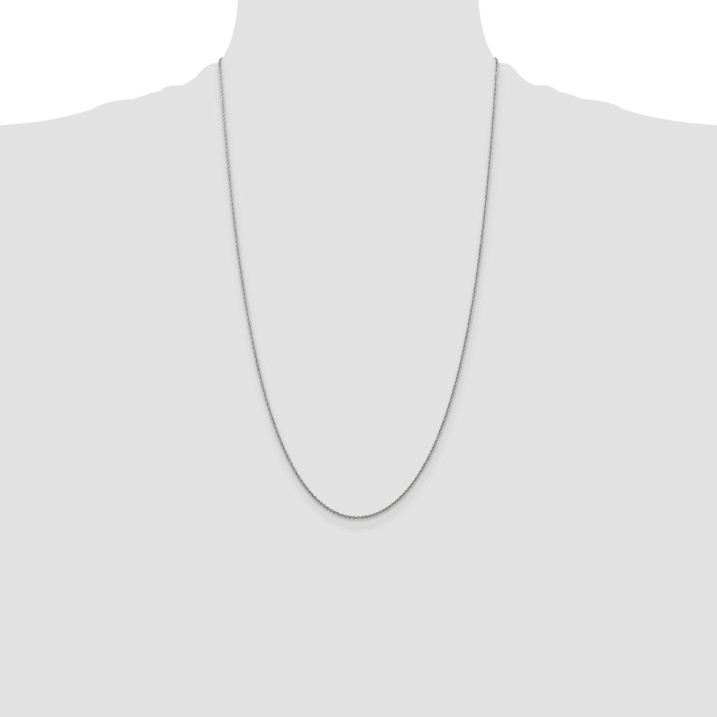 14K White Gold 26 inch 1.1mm Baby Rope with Spring Ring Clasp Chain