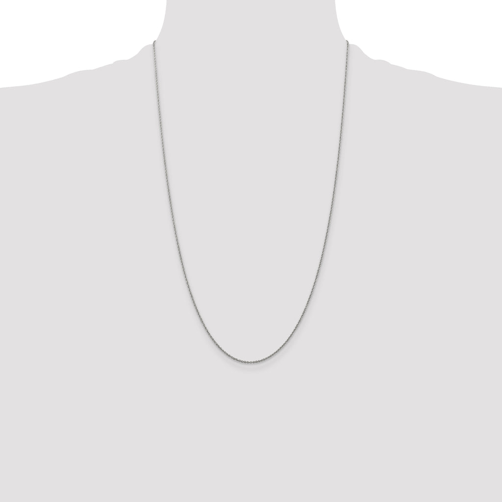14K White Gold 1.1mm Baby Rope with Spring Ring Clasp Chain