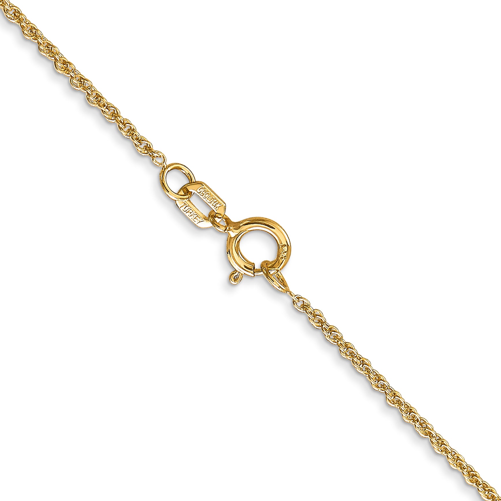 14K Yellow Gold Solid Rope Chain Necklace 1.1mm