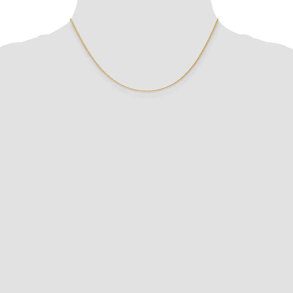 14K Yellow Gold Solid Rope Chain Necklace 1.1mm