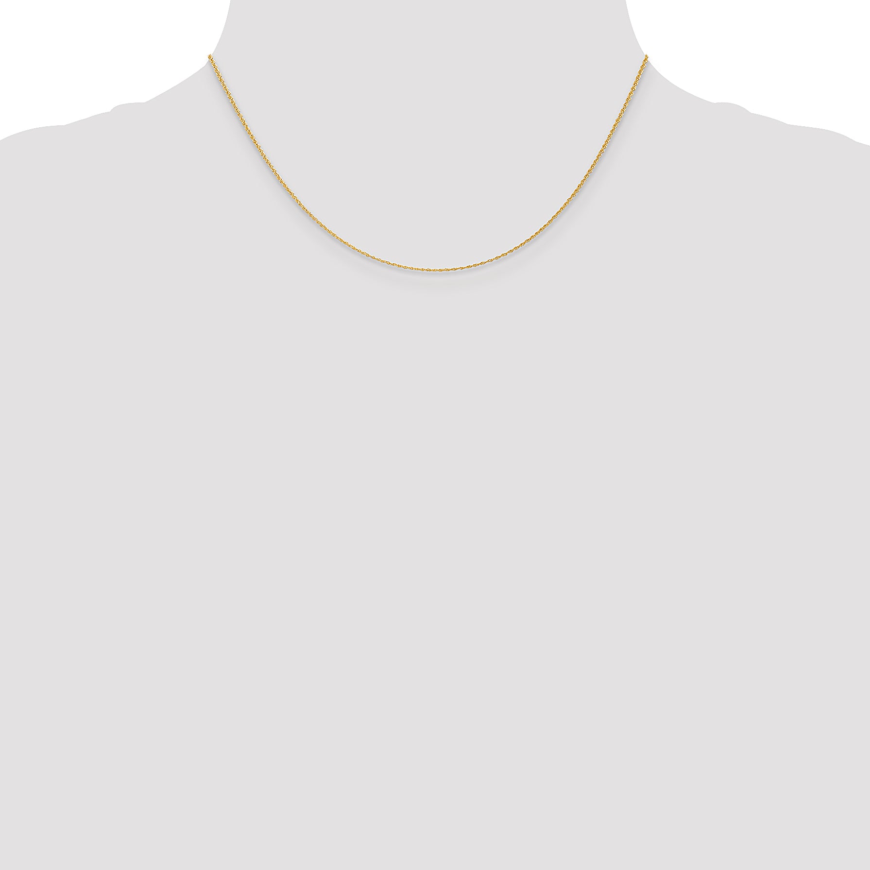 14K Yellow Gold Solid Rope Chain Necklace 1.1mm