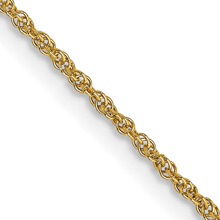 14K Yellow Gold Solid Rope Chain Necklace 1.1mm Main image